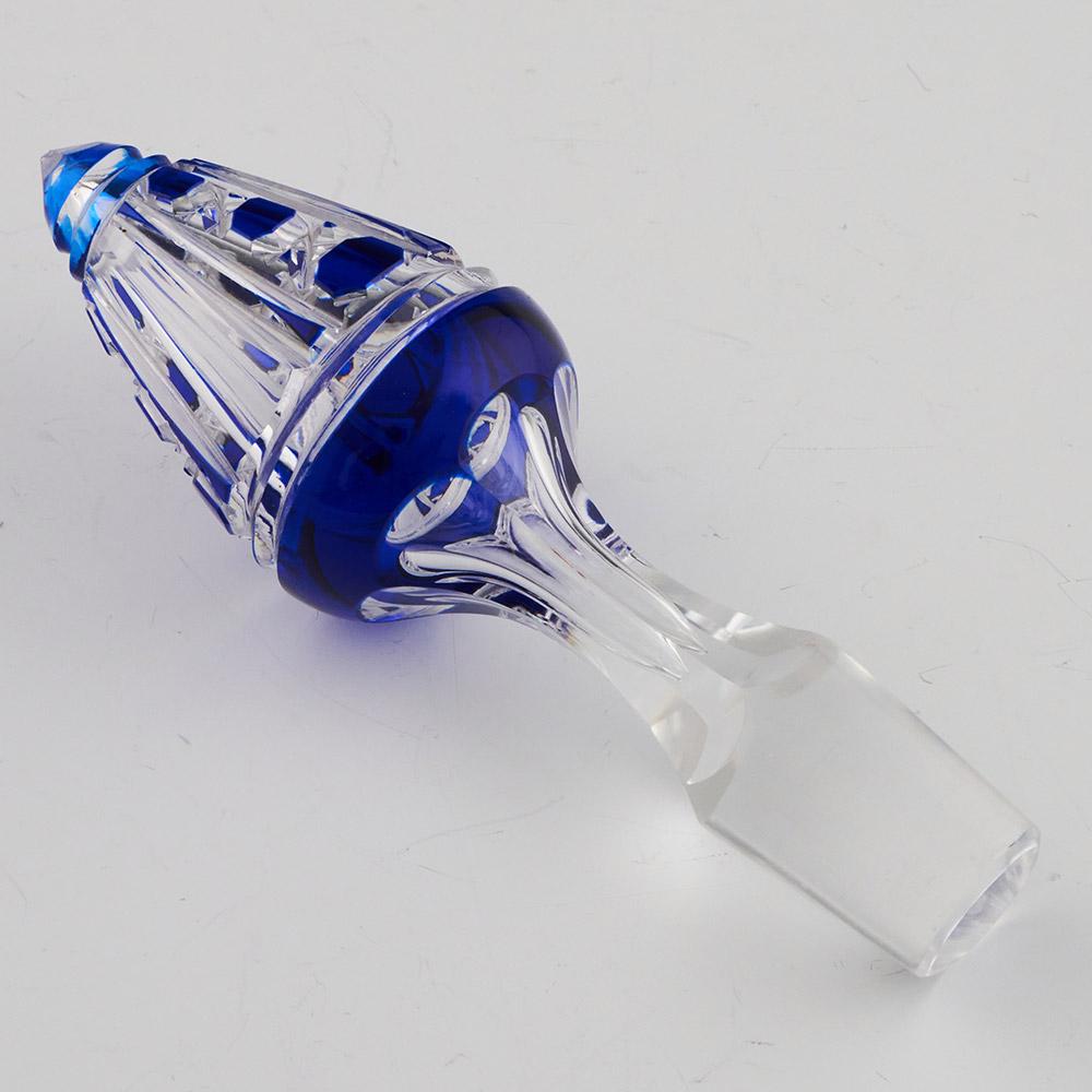Carafe Val St Lambert bleue taillée en clair vers 1910 en vente 3