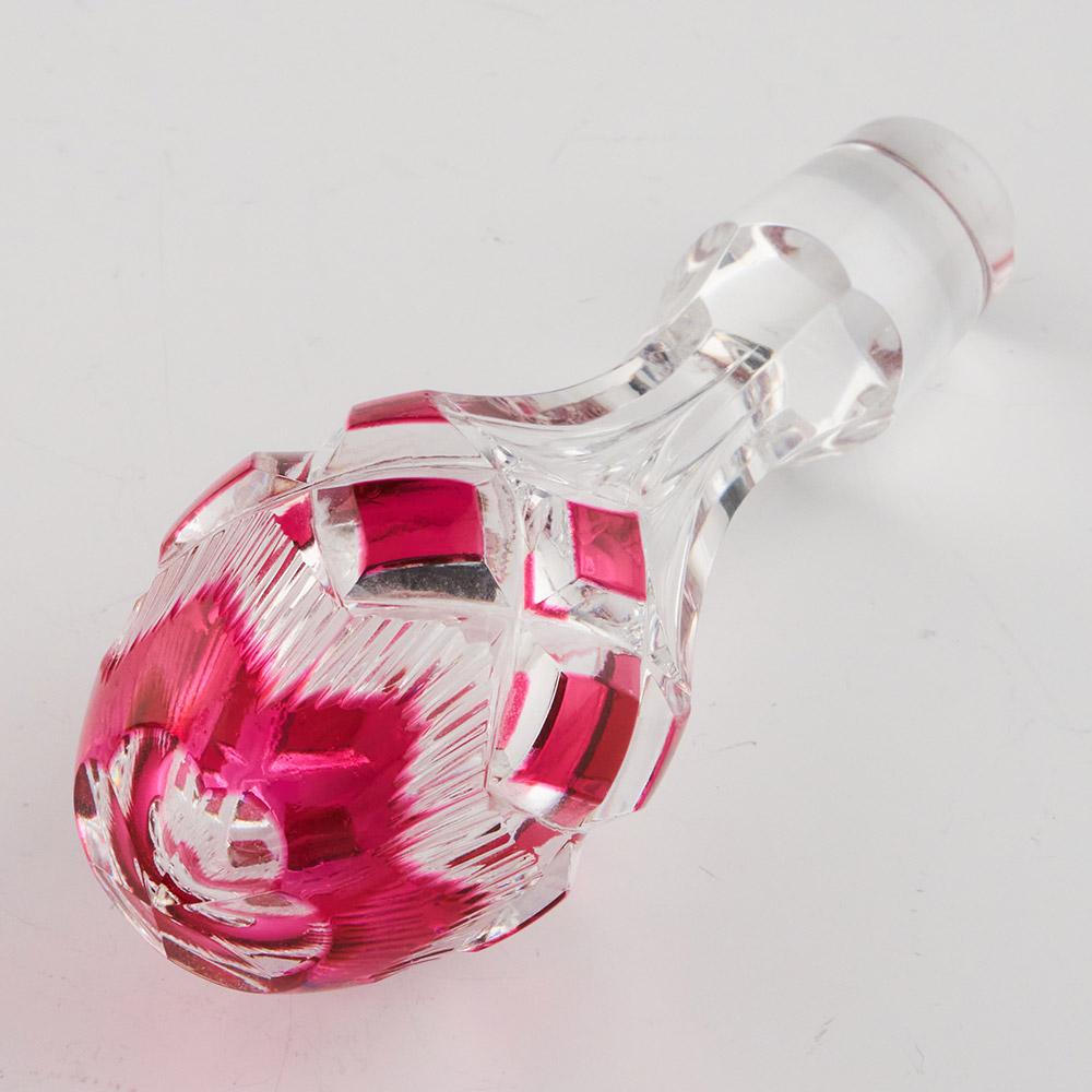 Val St Lambert Decanter Cranberry Cut to Clear c1935 For Sale 3