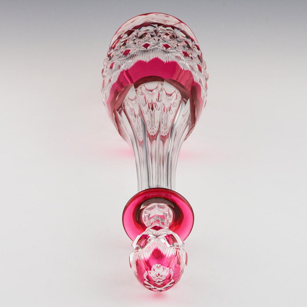 Val St Lambert Decanter Cranberry Cut to Clear c1935 In Good Condition For Sale In Tunbridge Wells, GB