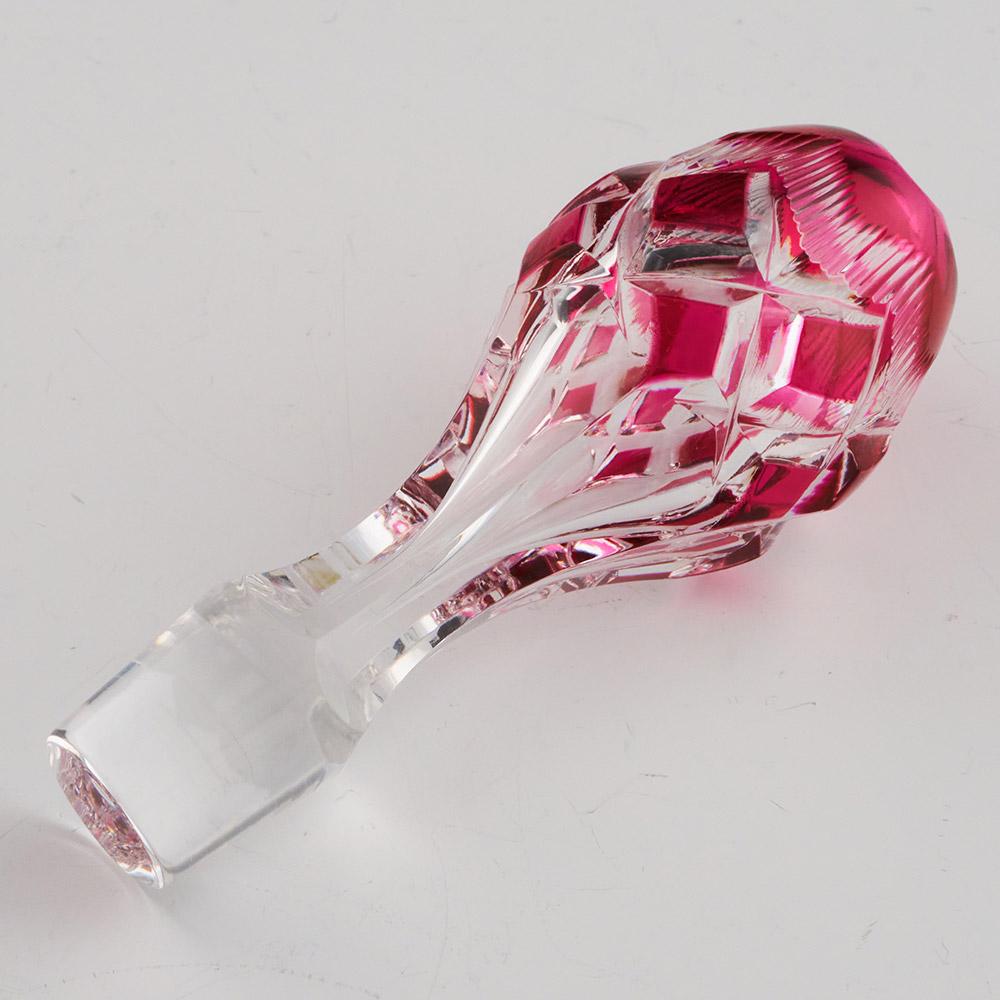 Val St Lambert Decanter Cranberry Cut to Clear c1935 For Sale 2