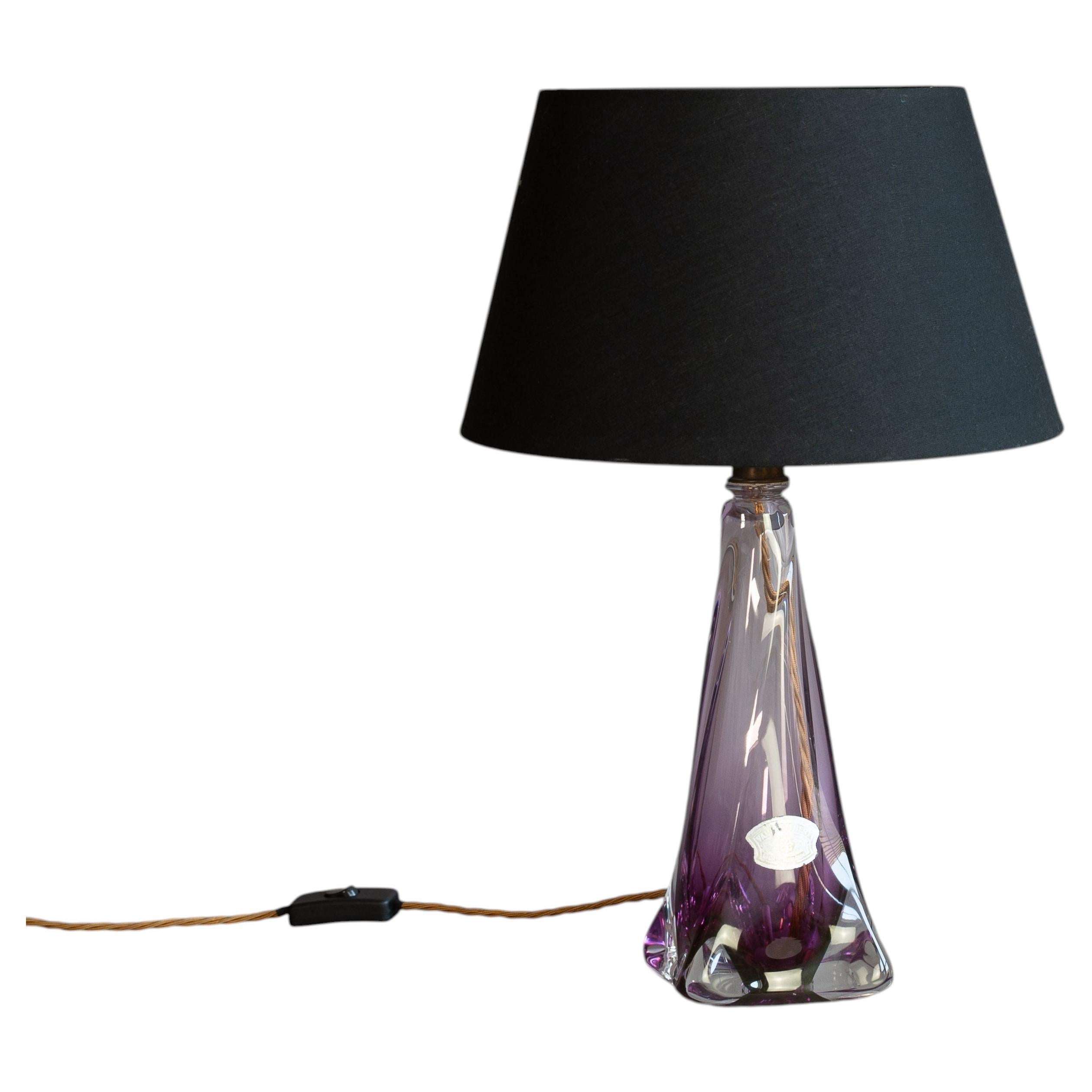 Val St Lambert Glass Table Lamp For Sale