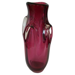 Val St. Lambert, Guido Bon, Pink & Clear Glass Vase, Belgium, circa 1950's