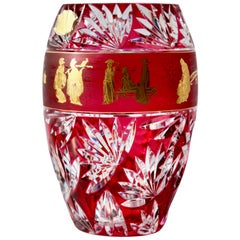 Val St Lambert 'Label' Masterpieces, vase en cristal décoré d'or et taillé à la main