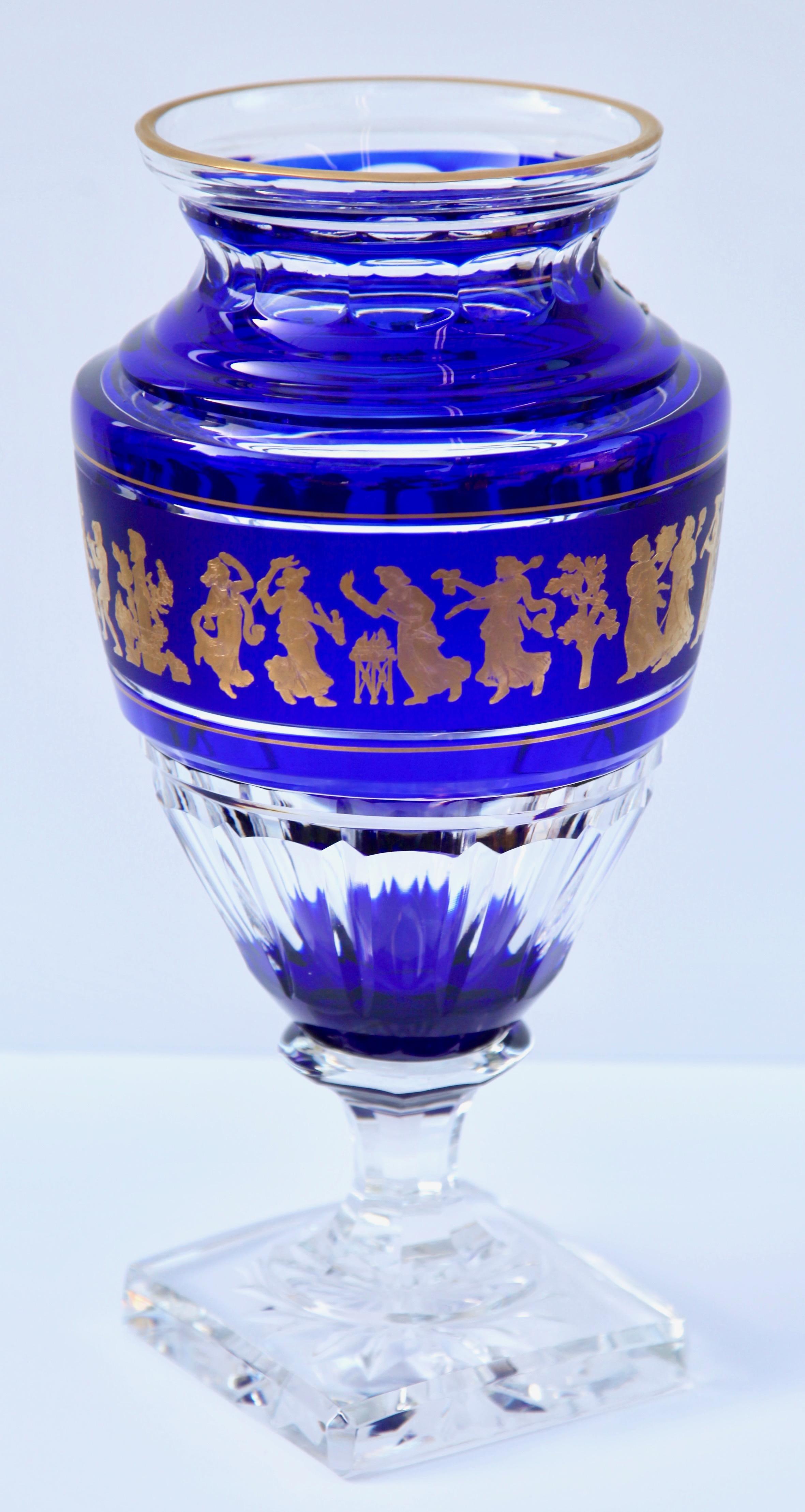Mid-20th Century Val St Lambert Masterpieces, Gold Decorated Crystal 'Jupiter Vase Cut to Clear For Sale