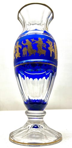 Val St Lambert Masterpieces, Gold Decorated Crystal 'Jupiter Vase Cut to Clear