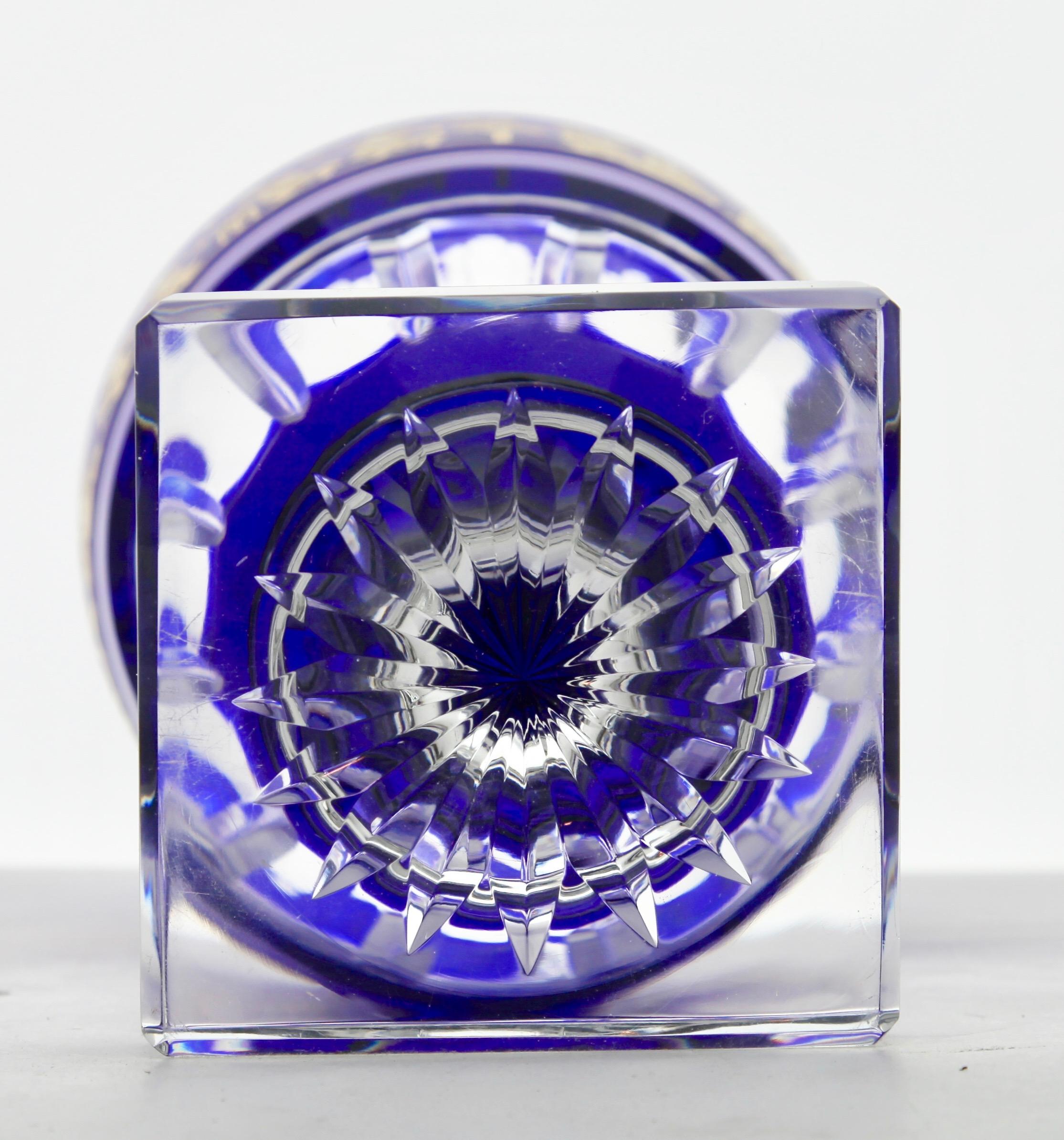 Val St Lambert Masterpieces, Gold Decorated Crystal 'Jupiter Vase Cut to Clear For Sale 1