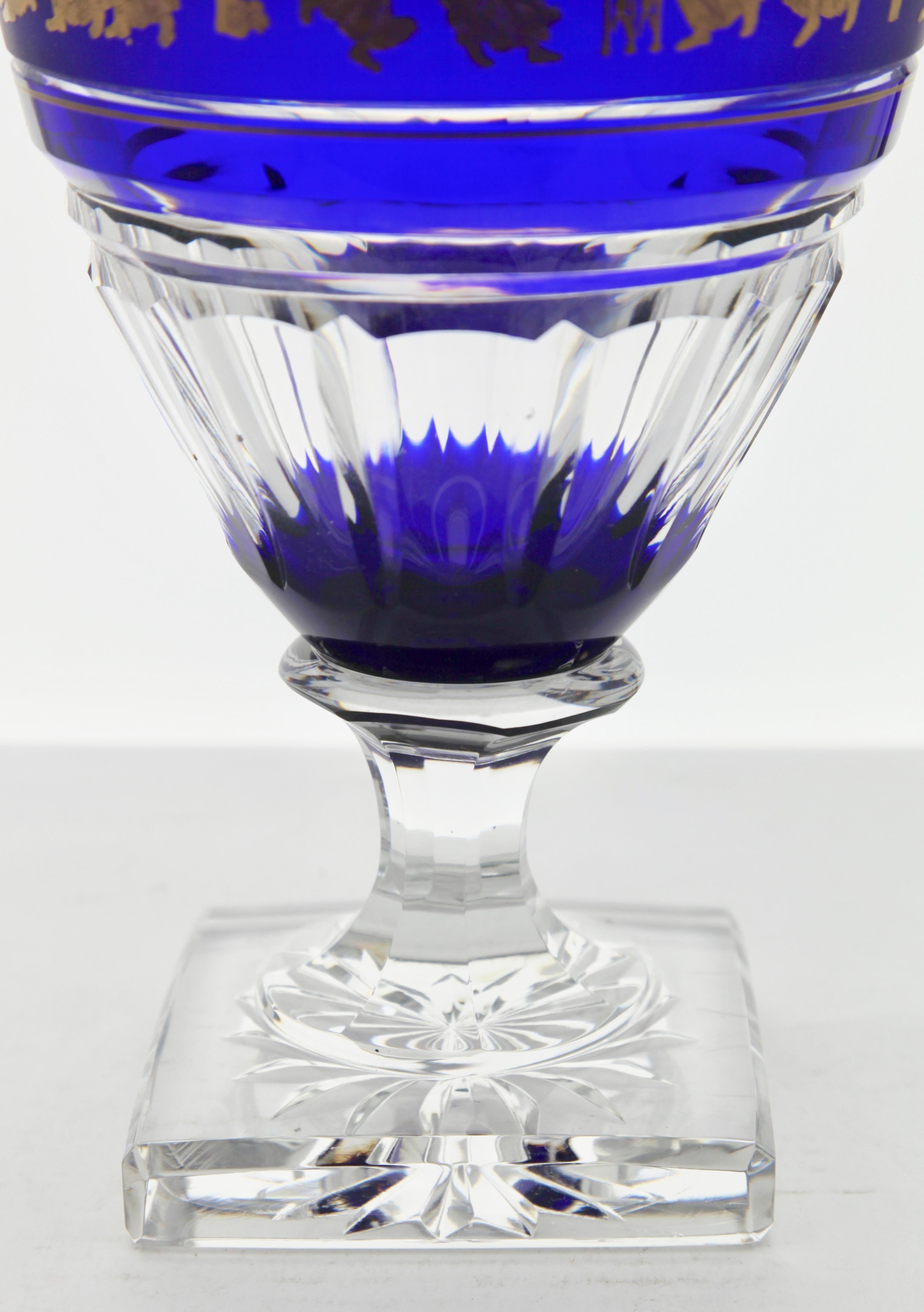 Val St Lambert Masterpieces, Gold Decorated Crystal 'Jupiter Vase Cut to Clear For Sale 2