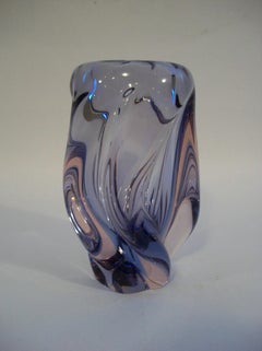 VAL ST. LAMBERT - Vase en verre améthyste du milieu du siècle - Belgique - Circa 1950's