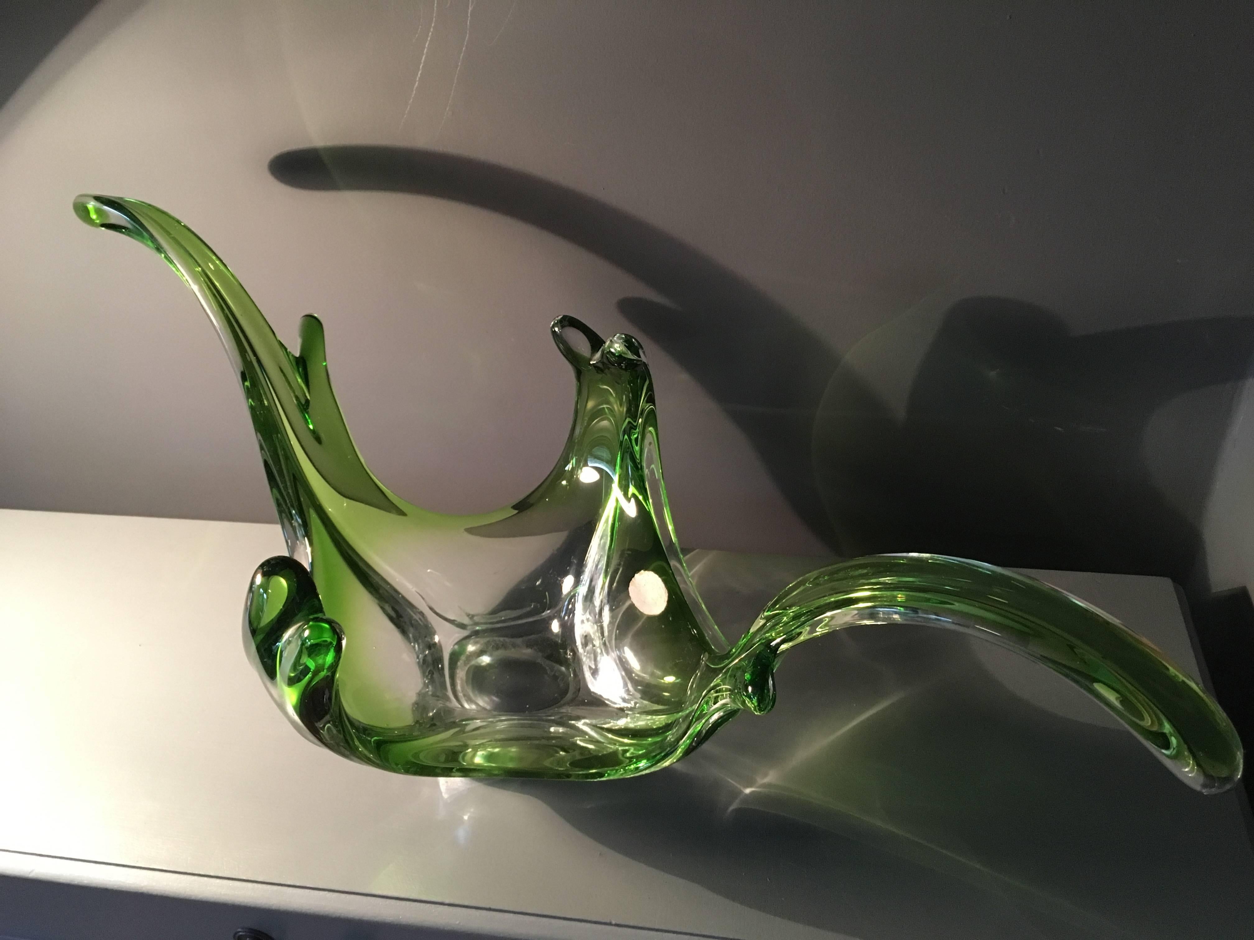 French Val St. Lambert Midcentury Art Glass Splash Bowl
