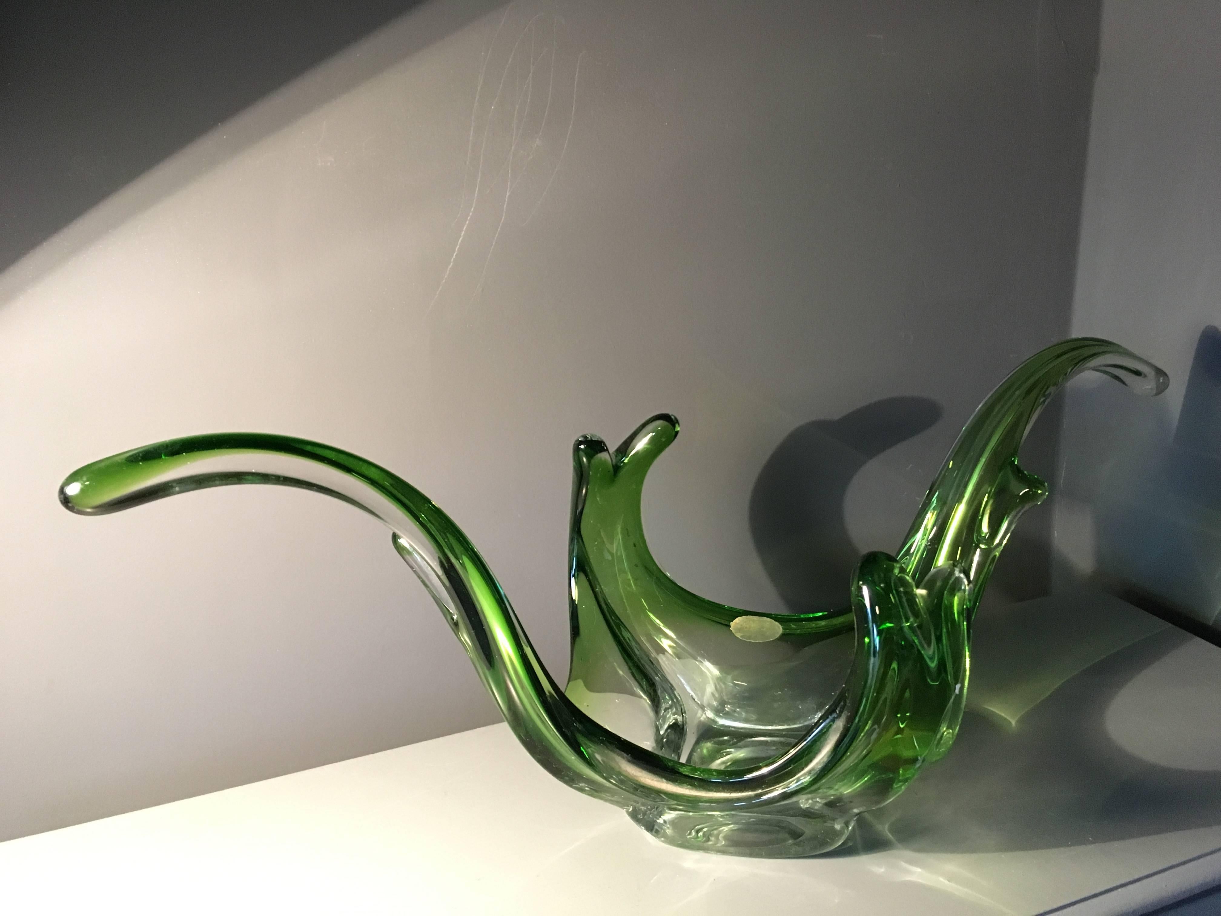 Val St. Lambert Midcentury Art Glass Splash Bowl In Good Condition In Hastings, GB