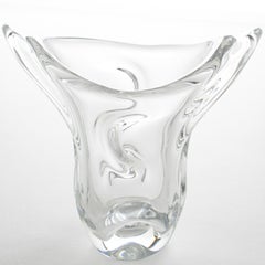 Val St Lambert Vase en cristal moderniste du milieu du siècle, circa 1950
