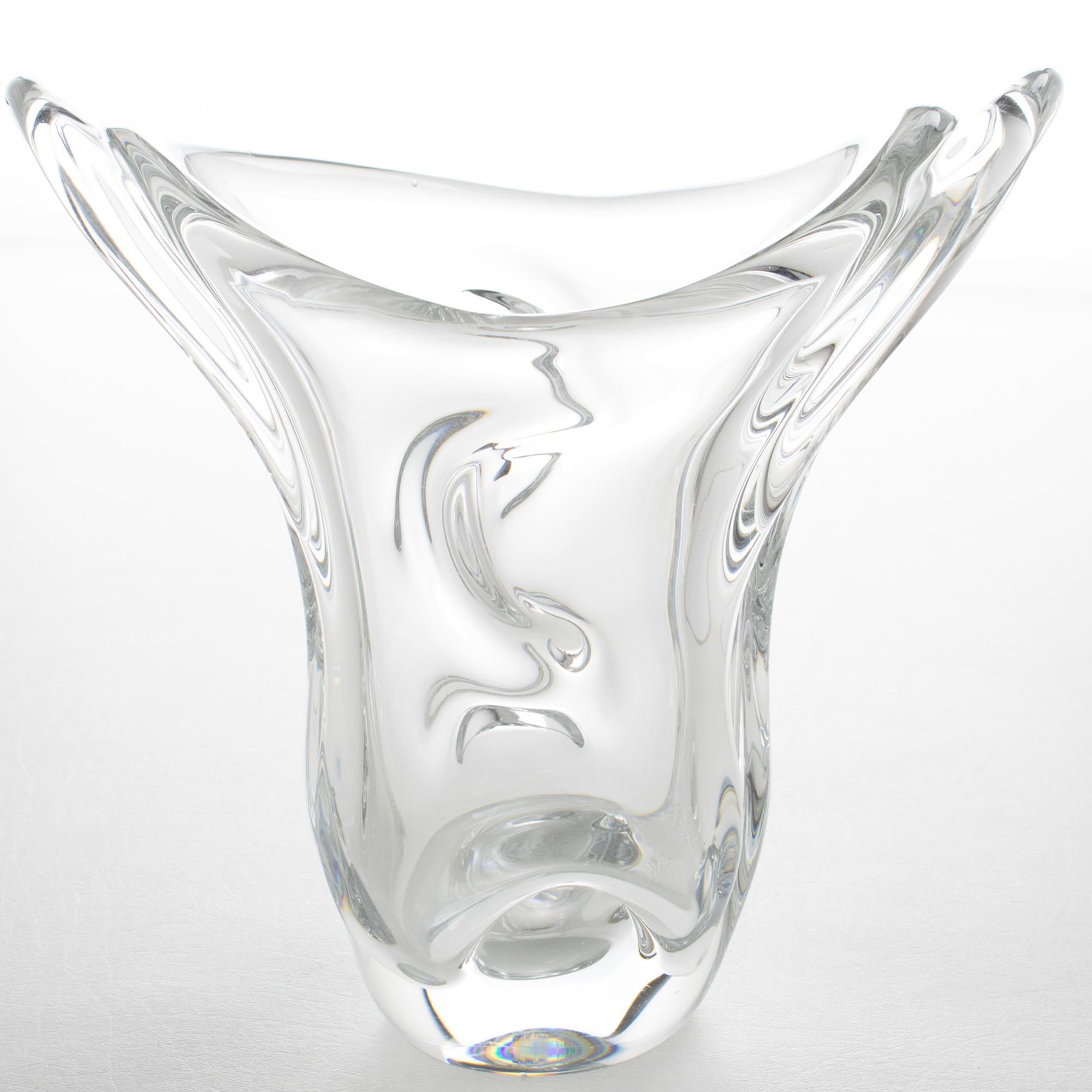 Moderno Val St Lambert Mid-Century Modernist Crystal Vase, circa 1950 in vendita