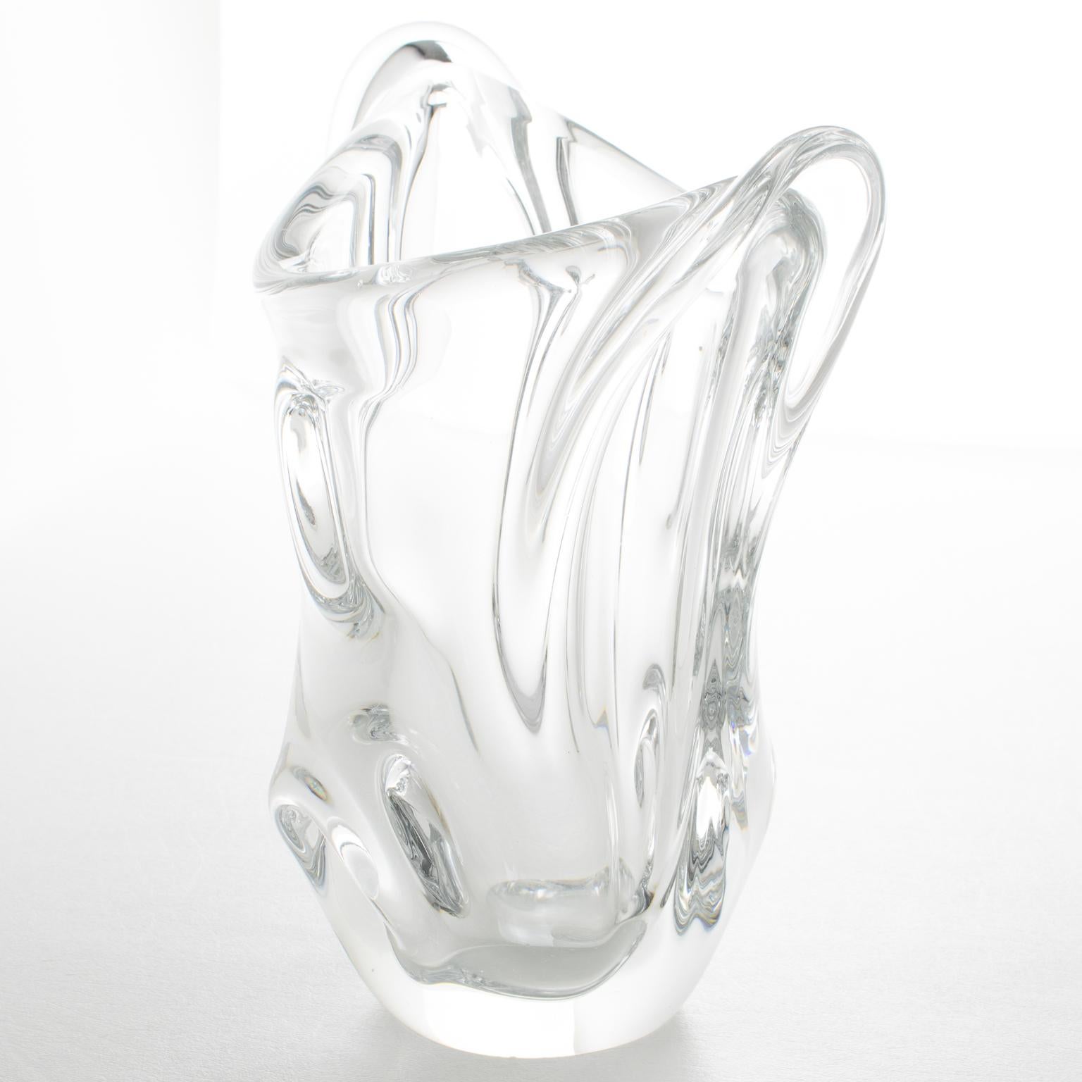 Metà XX secolo Val St Lambert Mid-Century Modernist Crystal Vase, circa 1950 in vendita