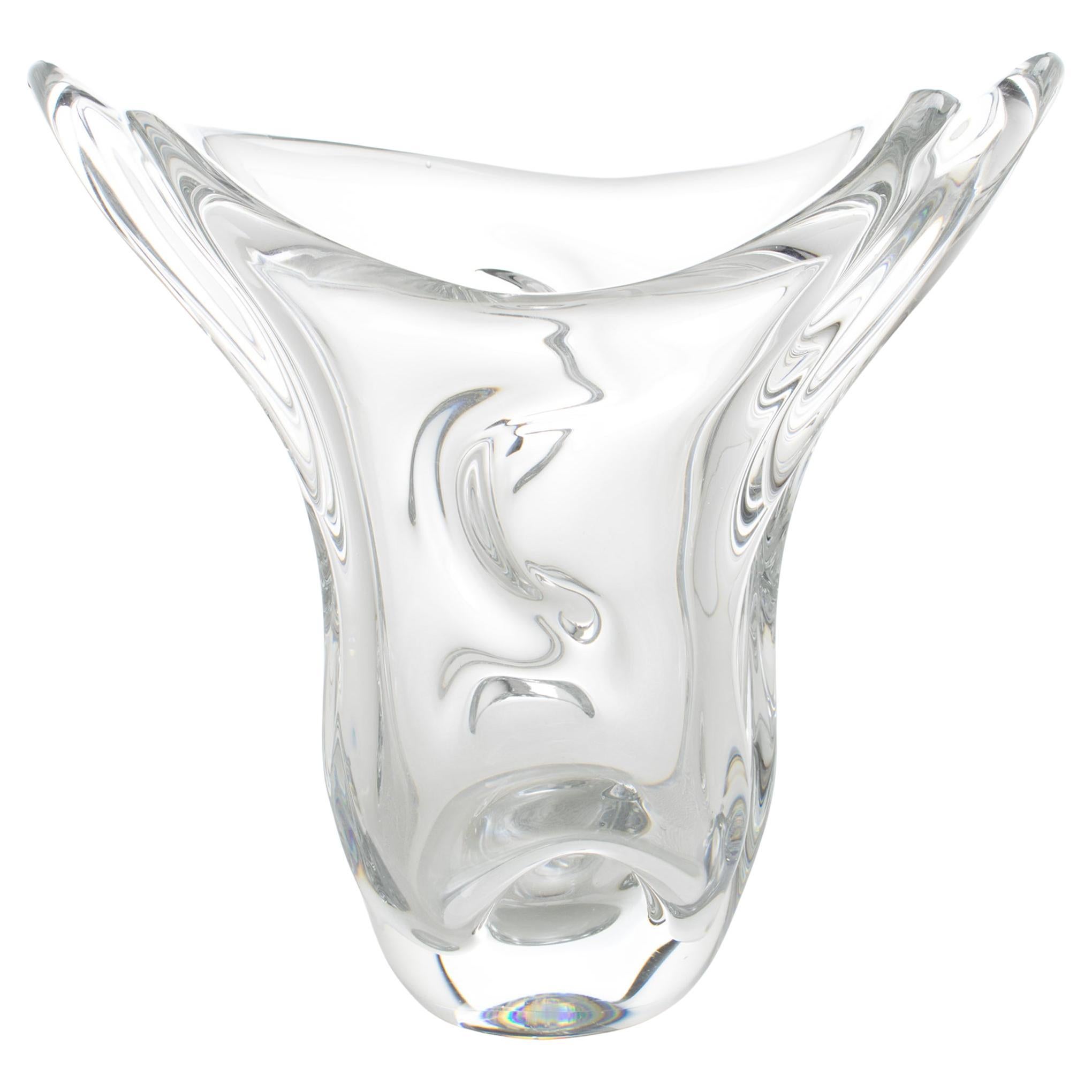 Val St Lambert Mid-Century Modernist Crystal Vase, circa 1950 in vendita