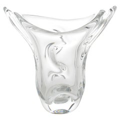 Vaso di cristallo modernista di metà secolo di Val St Lambert, 1950 circa