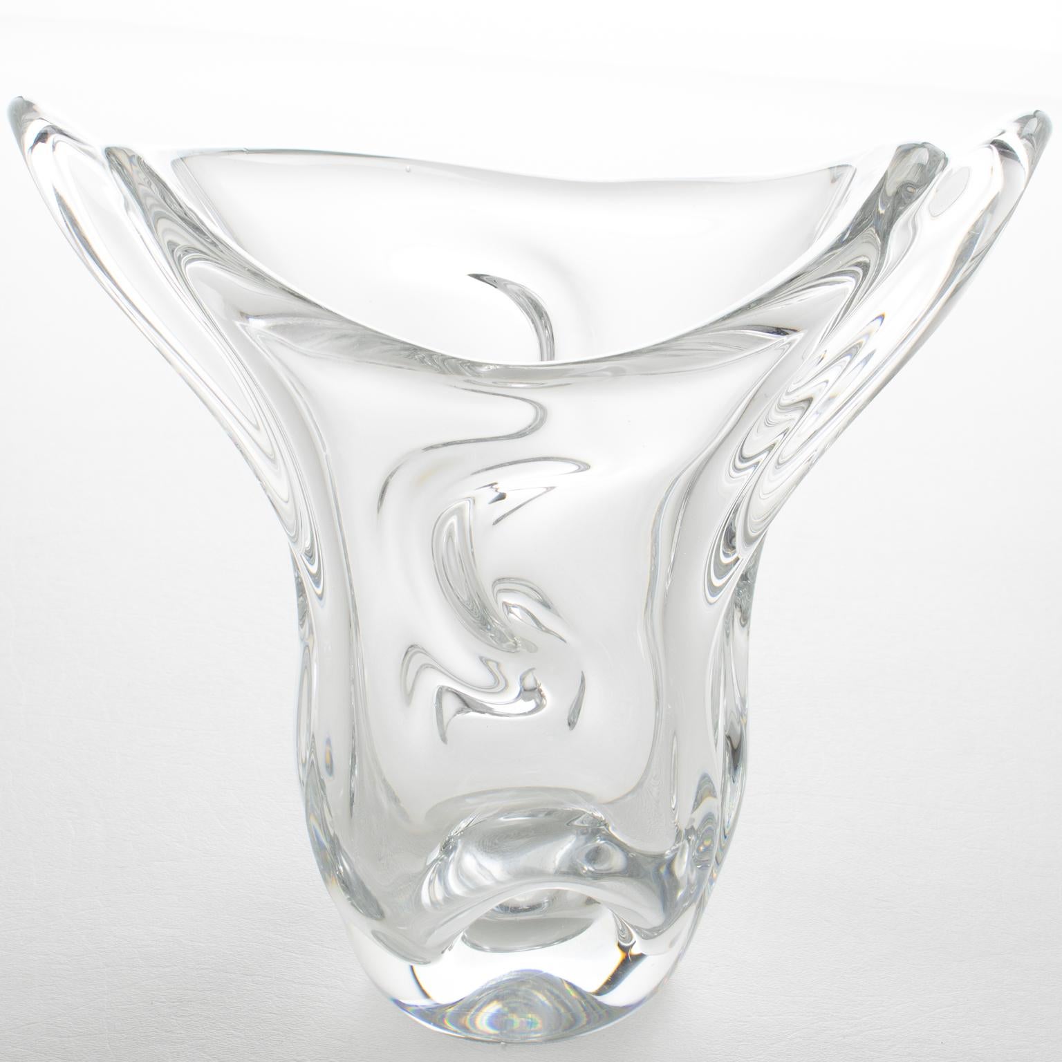 Belga Vaso di cristallo modernista di metà secolo di Val St Lambert, 1950 circa in vendita