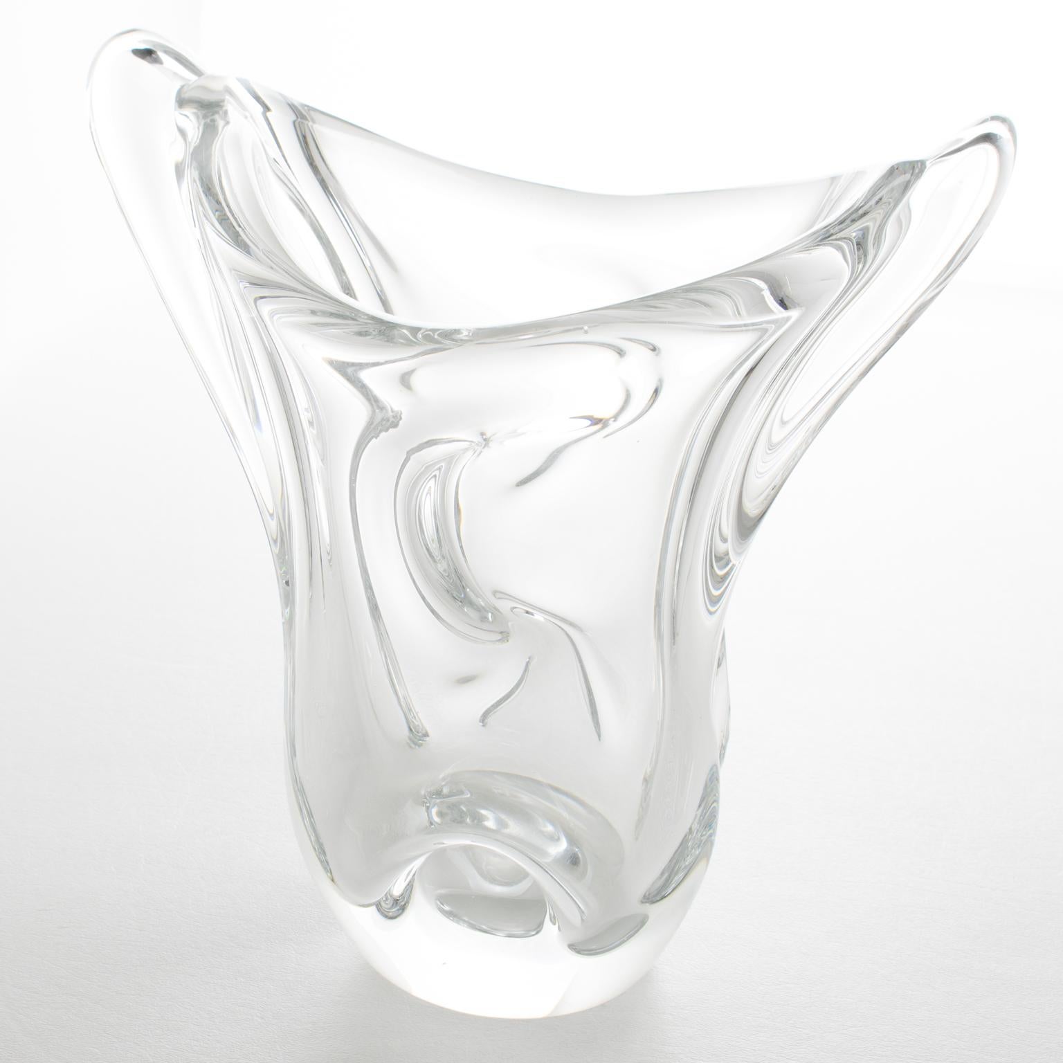 Cristallo Vaso di cristallo modernista di metà secolo di Val St Lambert, 1950 circa in vendita