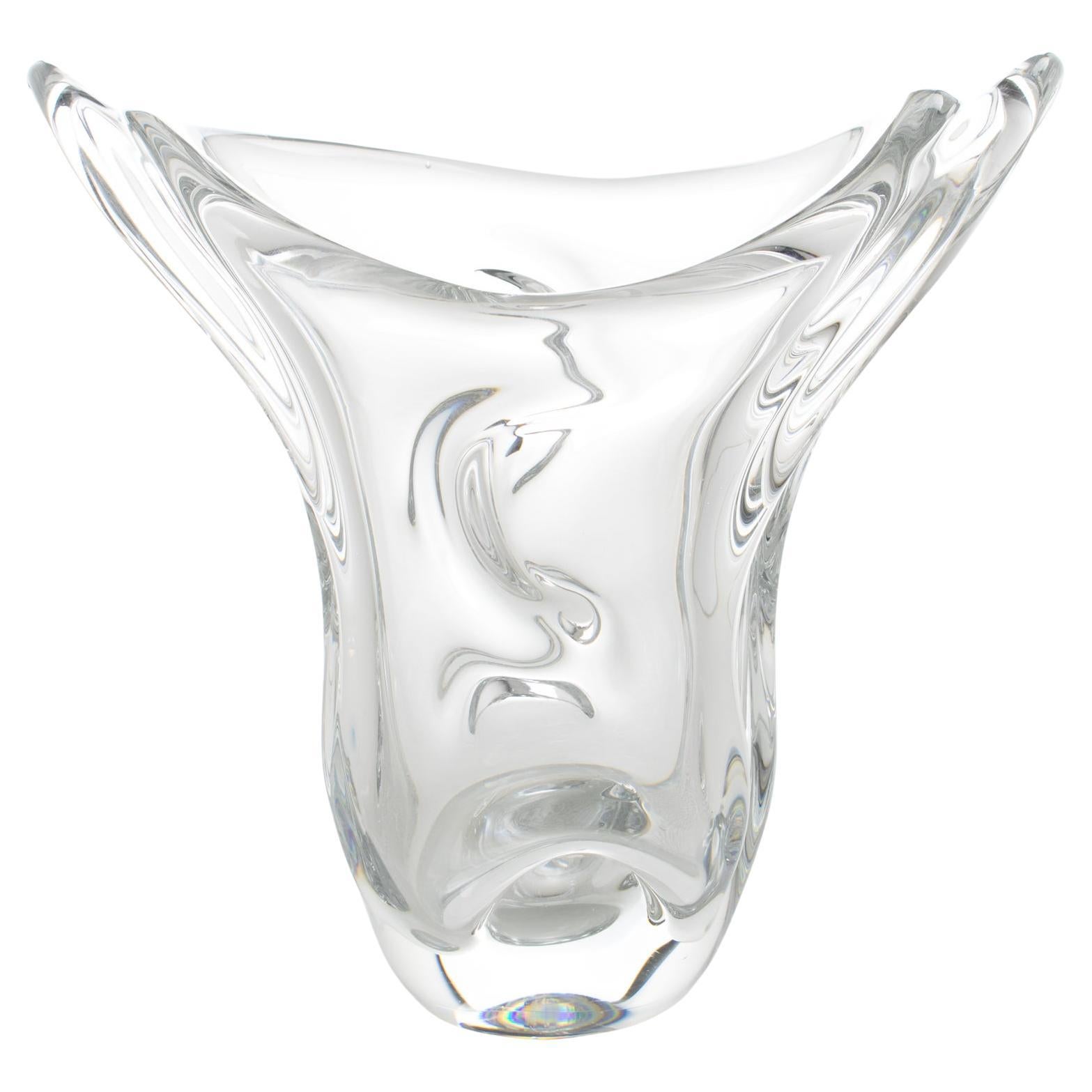 Jarrón de cristal modernista de mediados de siglo Val St Lambert, hacia 1950