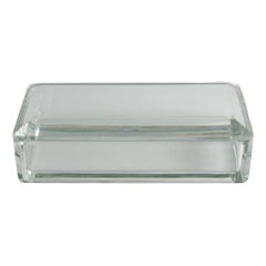 Val St Lambert Rectangular Lead Crystal Box, Beveled Lid with Chamfered Corners