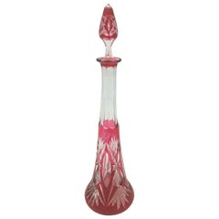 Val St Lambert Red Eiffel Decanter, circa 1900