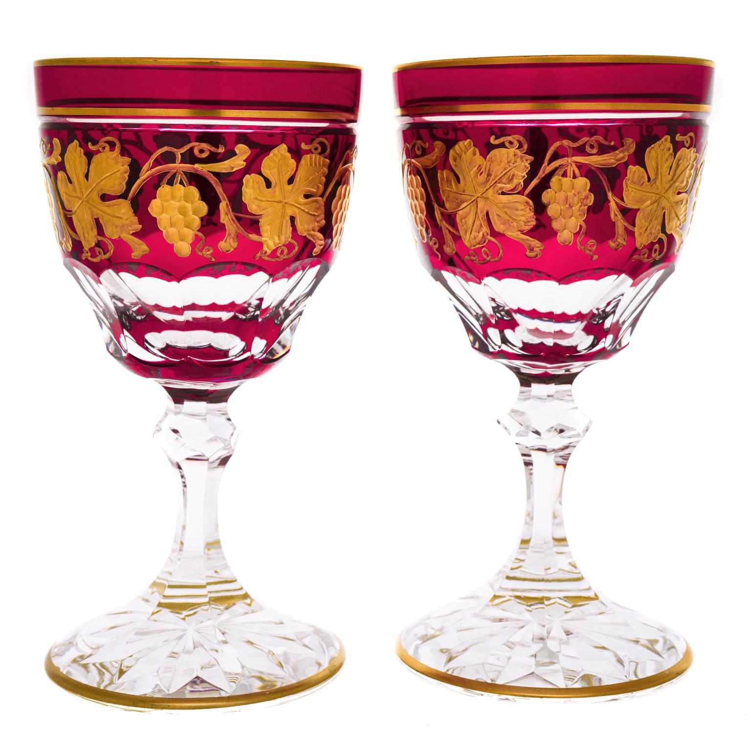 Val St. Lambert Set of 14 Pampre D'Or Pattern Water Goblets For Sale 2