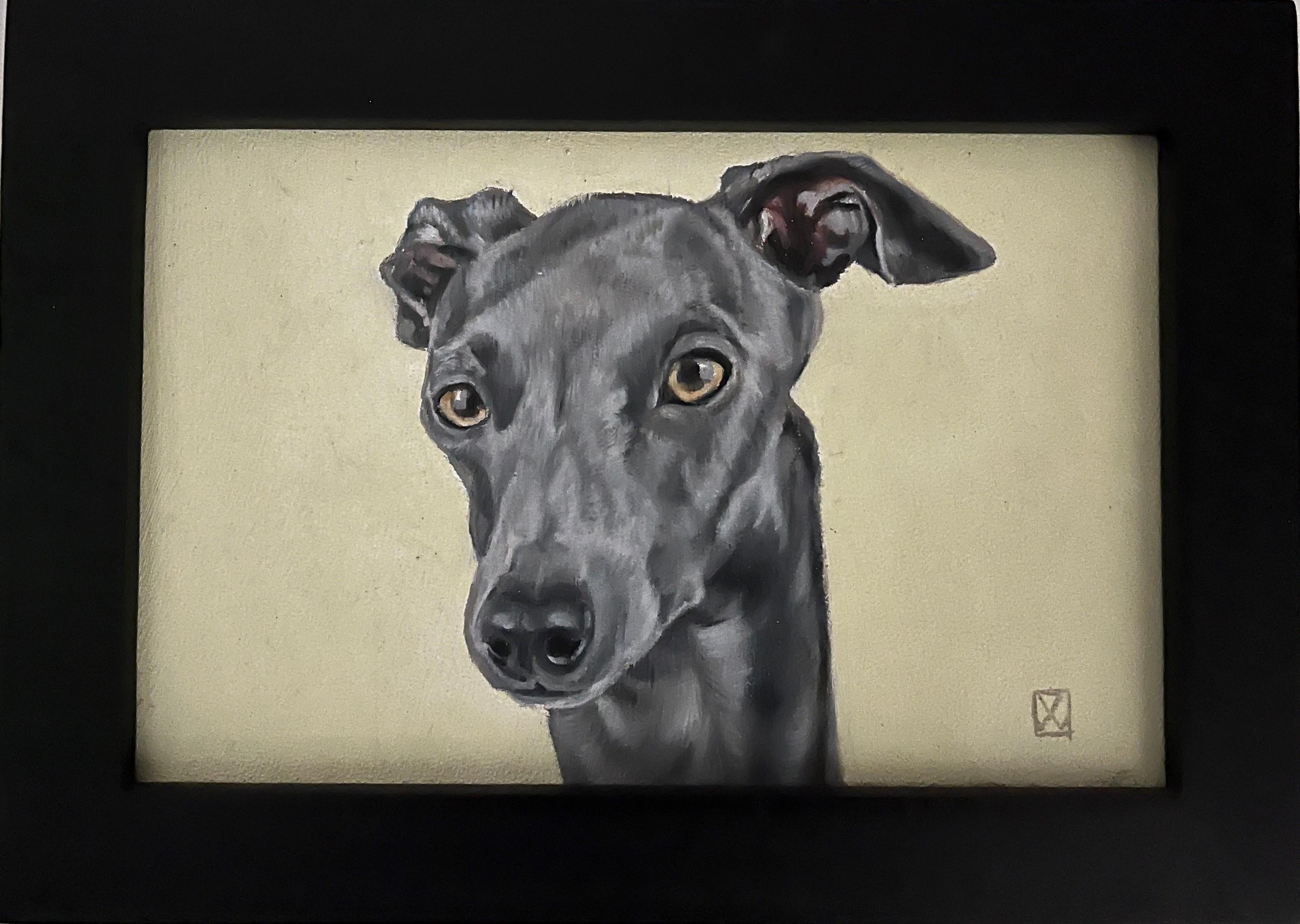 Scopri l'accattivante eleganza del piccolo ma potente dipinto di Valarie Wolf sul cane, 