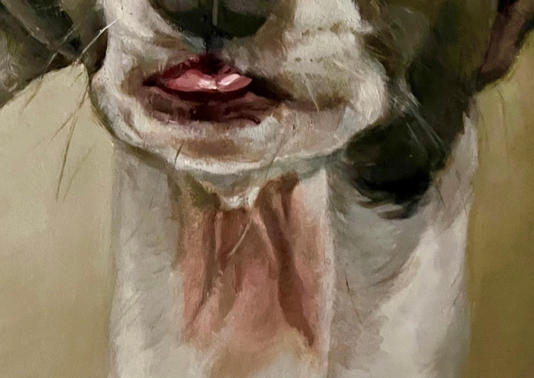 Dog Painting of an Italian Greyhound Sticking out His Tongue Waiting for a Meal  3