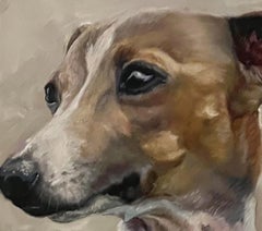 Sighthound Dog Painting of an Italian Greyhound with a Beautiful Collar