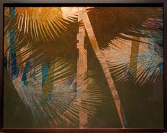 Rustic Blaze - Palm landscape with Rose Gold - 23.4 carat Gold and Copper