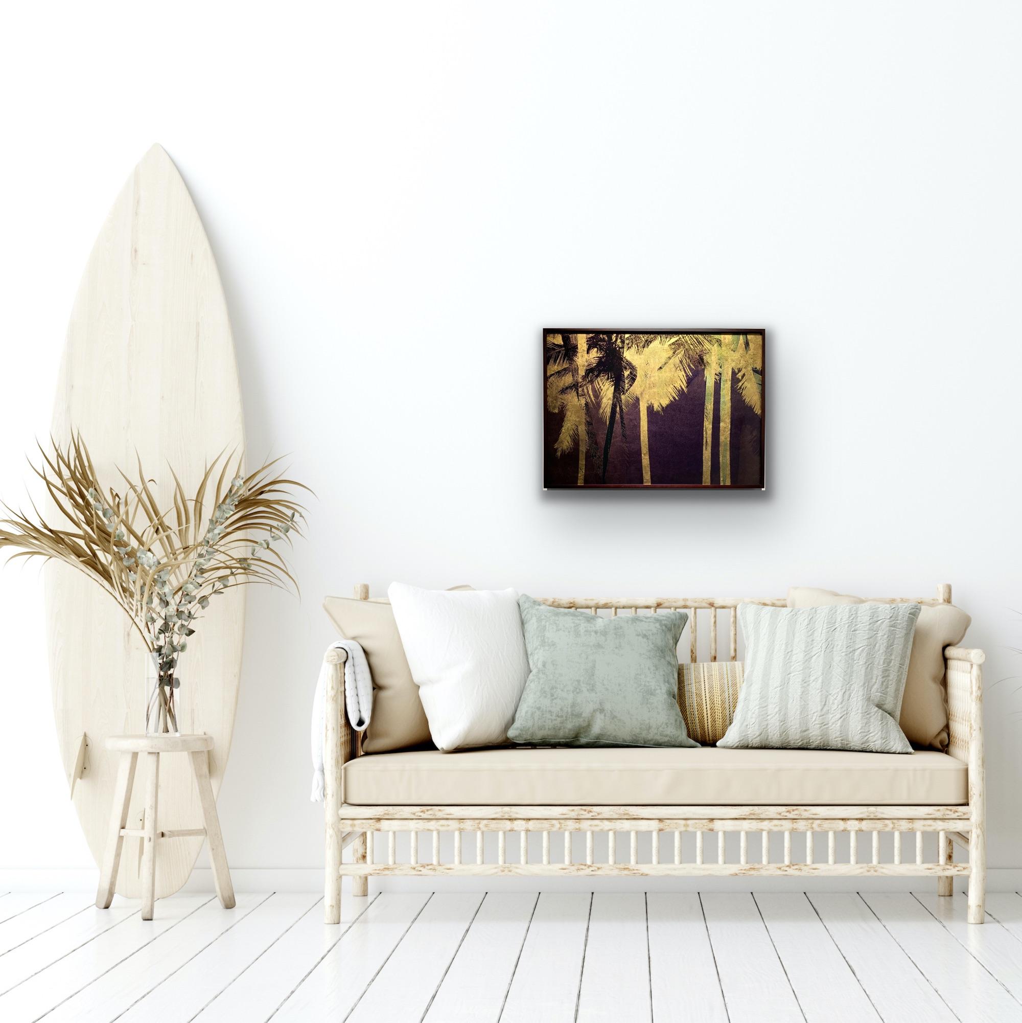 Sacred Palms - Photographic Print on Glass with 23.4 carat Gold leaf For Sale 1