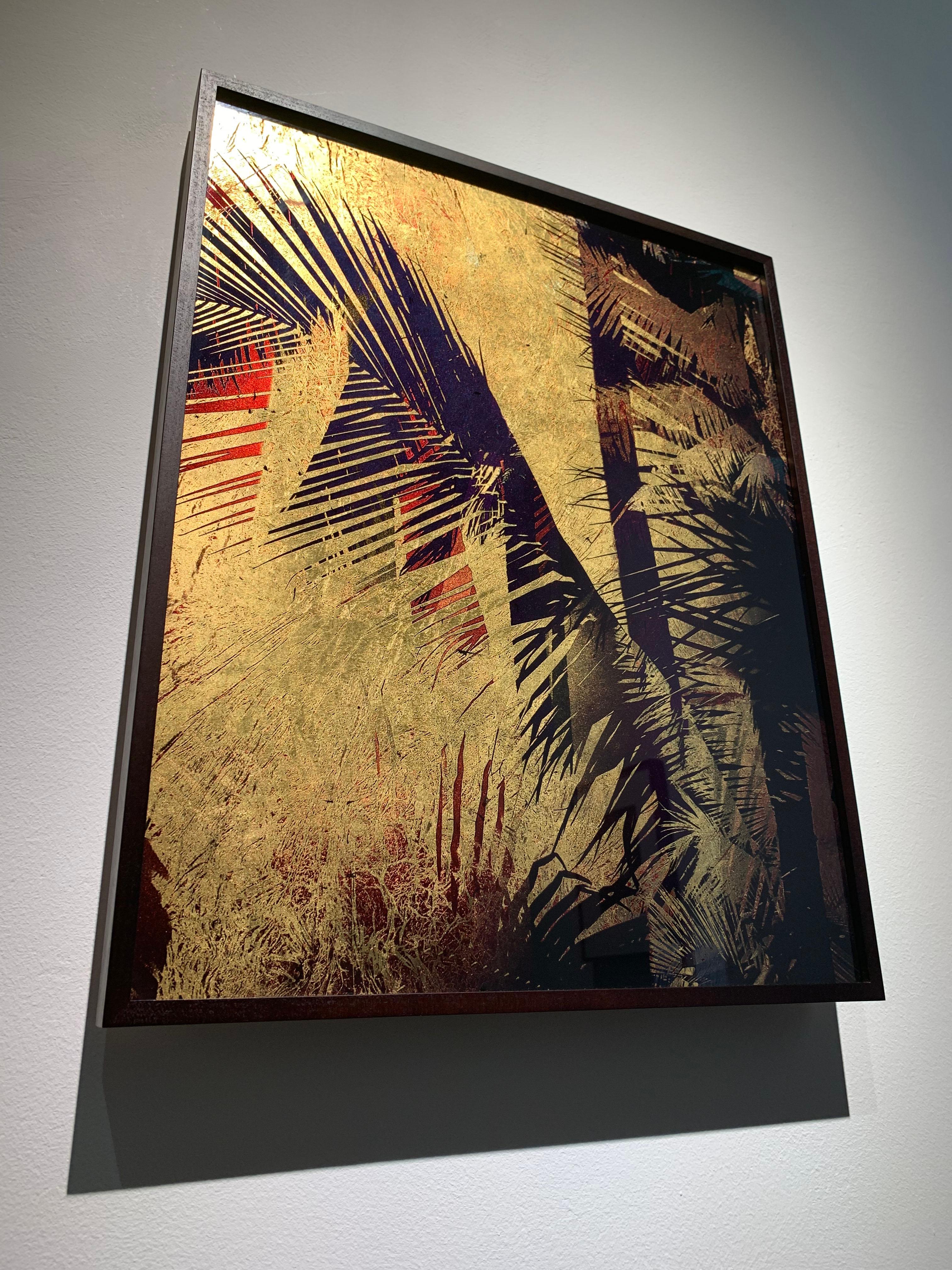 Tender is the Night - Photographic Print on Glass with 23.4 carat Gold leaf - Black Landscape Photograph by Valda Bailey