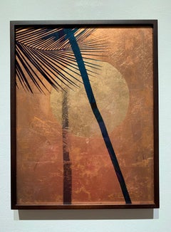 Chandra - Moon and the Palm Tree - Gilded with 24ct Gold leaf & Copper on Glass