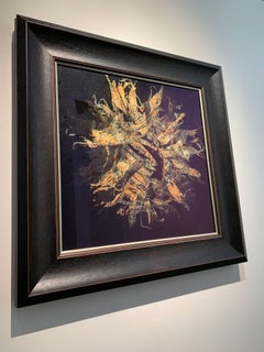 Supernova 2 – Sonnenblumendruck auf Museumsglas, handvergoldet mit Citron-Blattgold