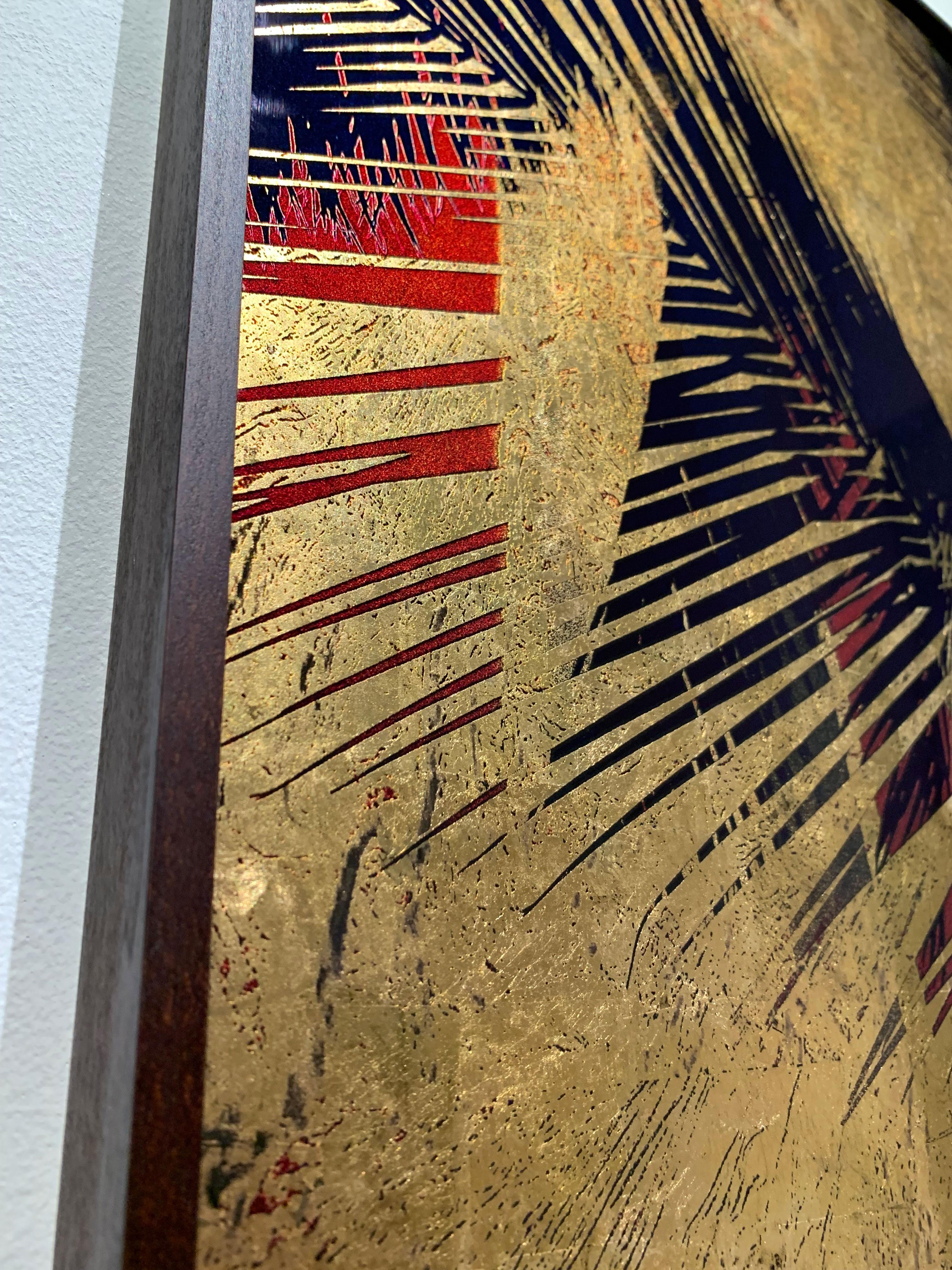 Tierna es la noche - Impresión sobre vidrio con pan de oro rosa de 23,4 quilates - Landscape Print Marrón de Valda Bailey