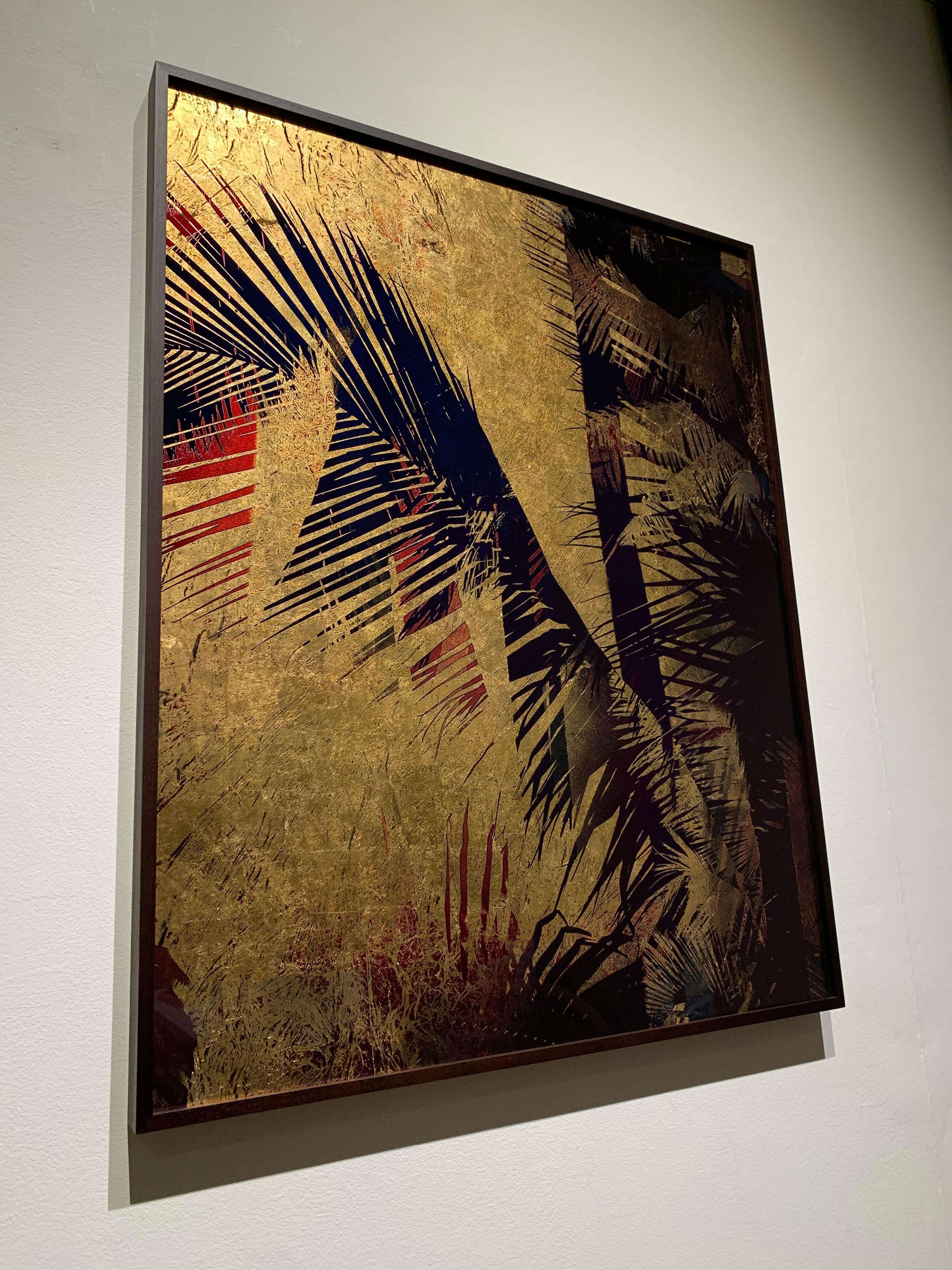 Tierna es la noche - Impresión sobre vidrio con pan de oro rosa de 23,4 quilates en venta 1