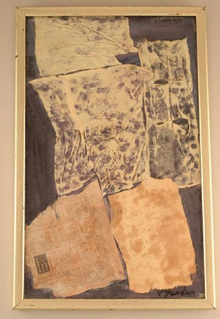 Valdemar Jordan (1925-2004), artista sueco. Collage. Finales del siglo XX.
El tablero mide 58 x 35 cm.
Medidas del marco: 2 cm.
Firmado.
En muy buen estado.