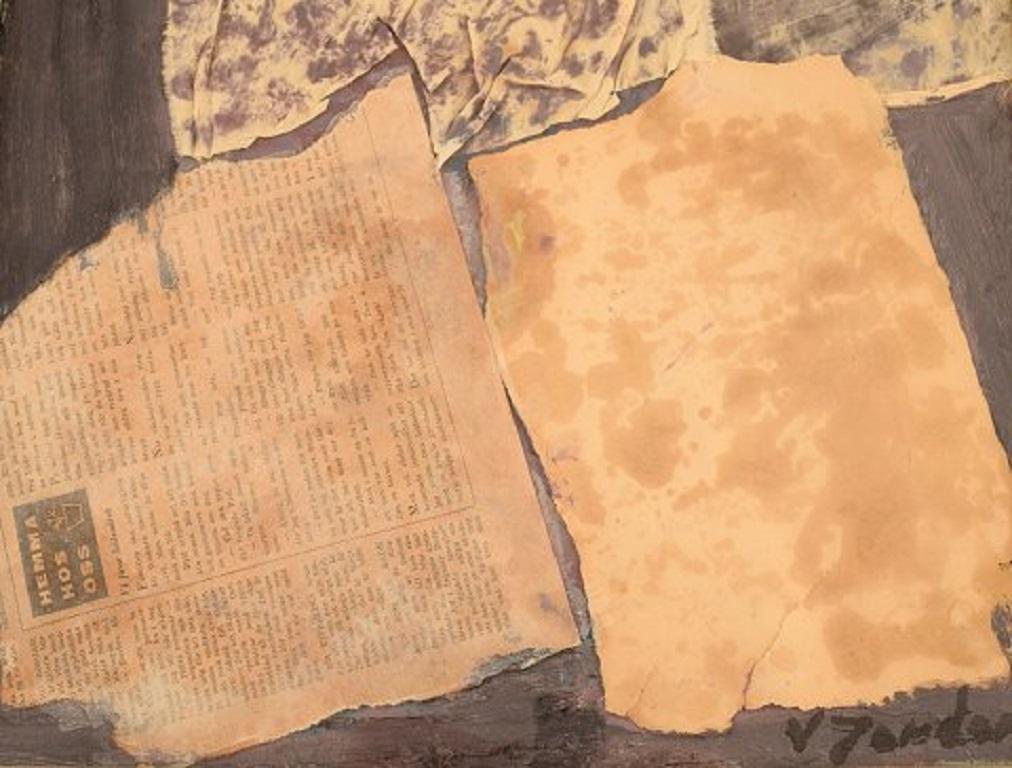 Valdemar Jordan '1925-2004', Artista sueco, Collage, Finales del siglo XX en Bueno estado para la venta en København, Copenhagen