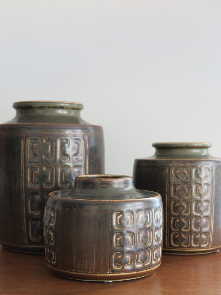 Danish Valdemar Petersen for Bing & Grøndahl Scandinavian Ceramic Vases Set, 1960s For Sale