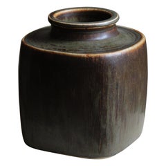 Valdemar Petersen, Modernist Vase, Glazed Stoneware, Bing & Grøndahl, 1950s