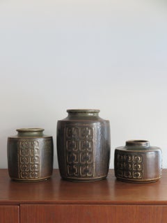 Valdemar Petersen Scandinavian Ceramic Pottery Vases Set, 1960s