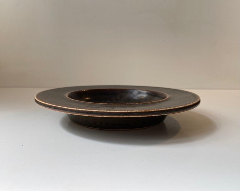 Danish Valdemar Petersen Solfatara Glazed Stoneware Dish for Bing & Grøndahl For Sale