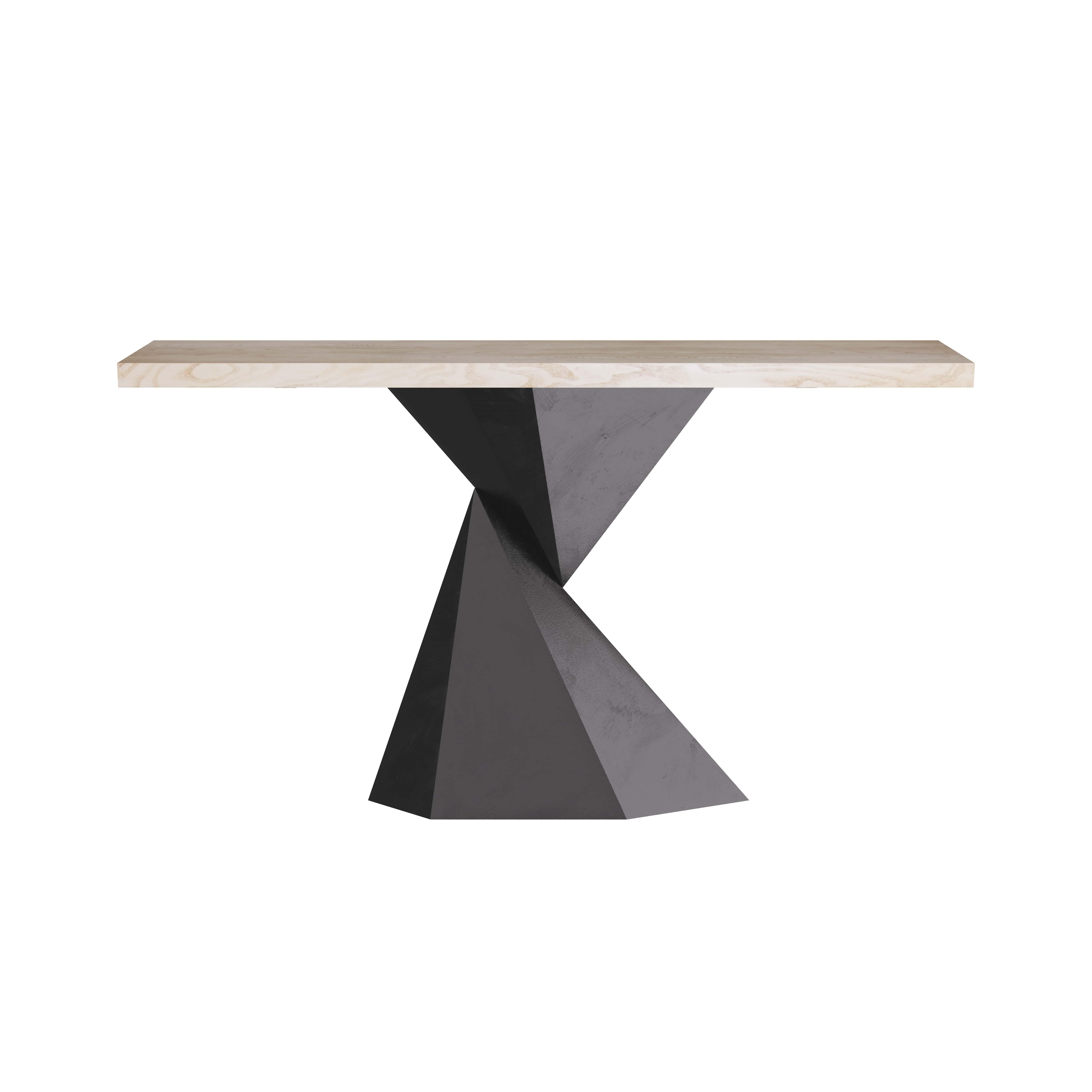 Contemporary Valder Console FLI01 - Smoke, Wood, Iron For Sale