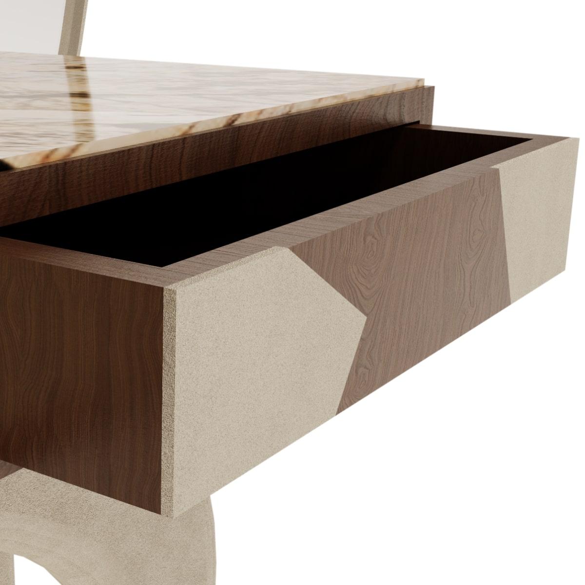 Bronzed Modern Classic Patagonia Marble Valdés Console By Covet House For Sale
