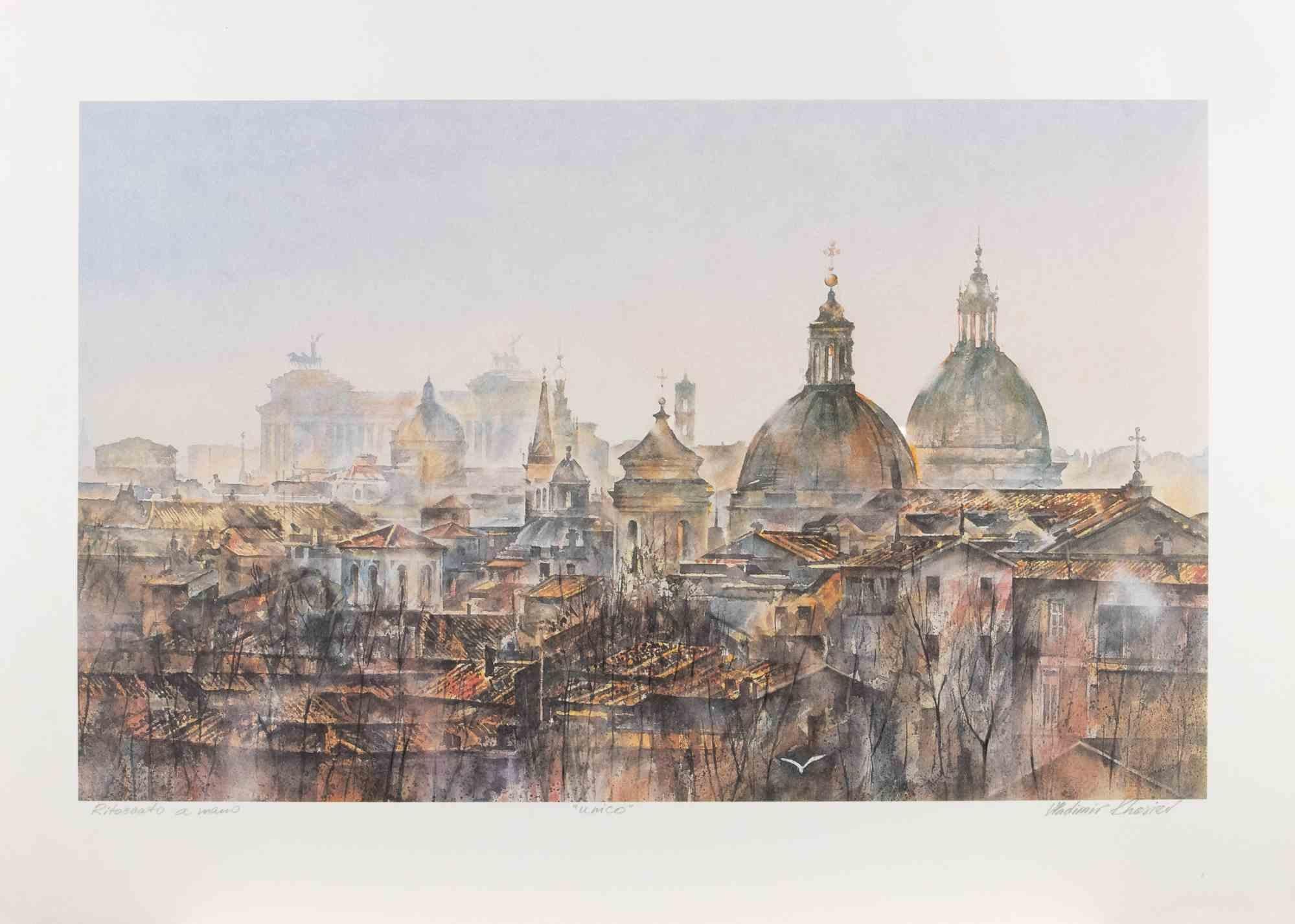 Vue de Rome - Lithographie de Valdimir Khasiev - années 1990