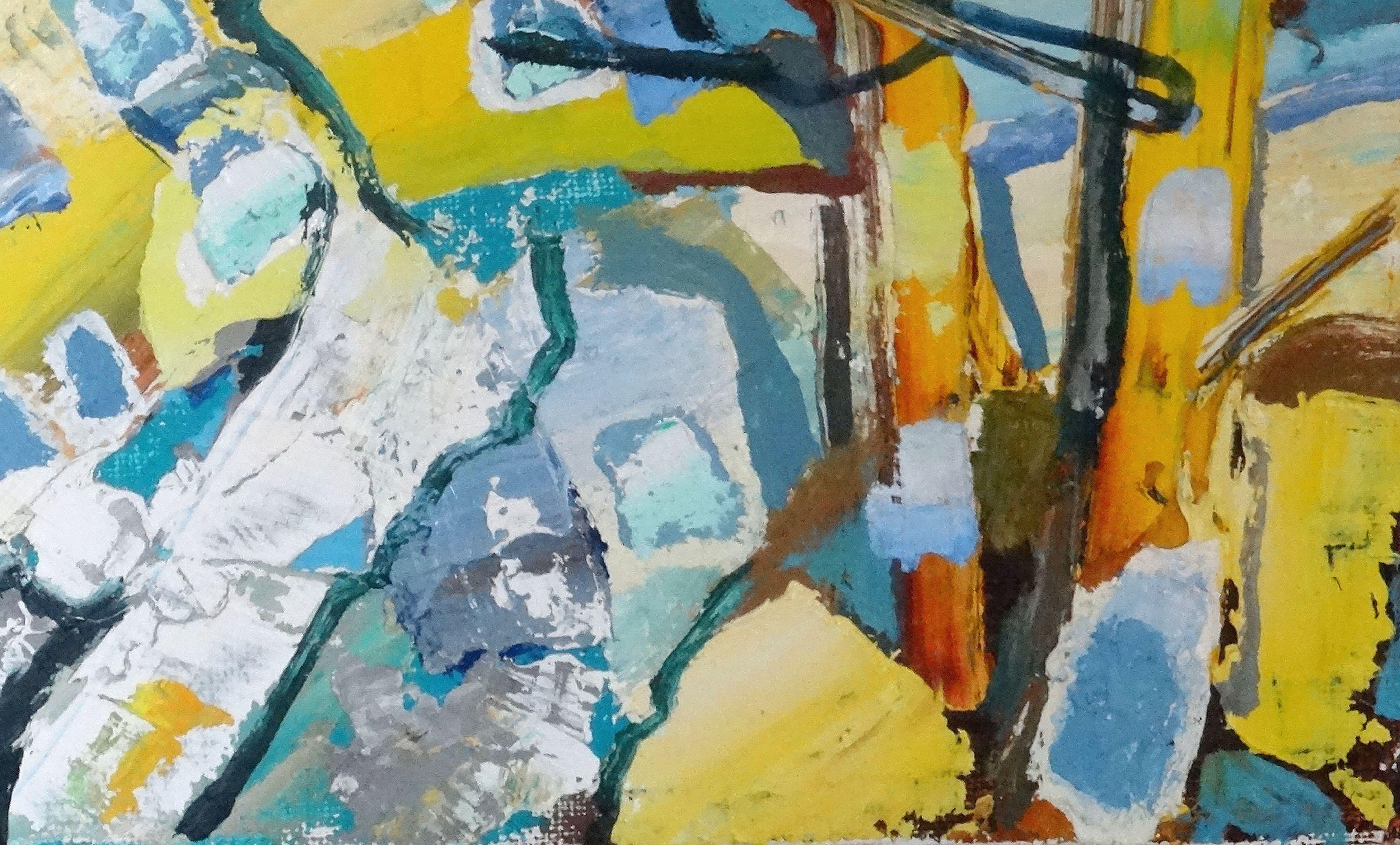 Paesaggio con alberi. 1991, tela, cartone, olio, 34x49 cm - Landscape Painting Marrone di Valdis Bush