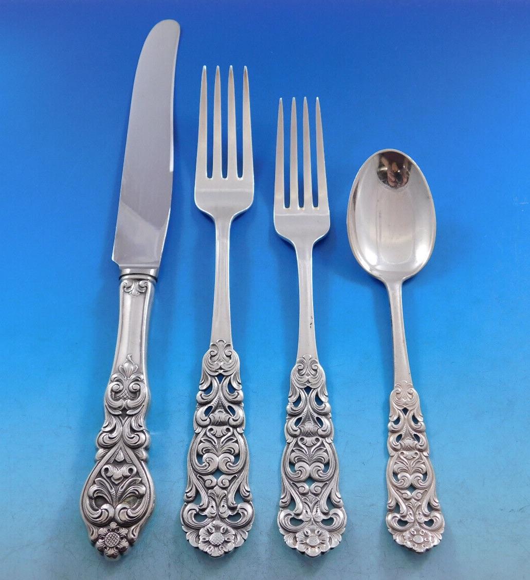 Valdres by Marthinsen Norway 830 Silver Flatware Set for 8 Service 46 Pieces For Sale 2