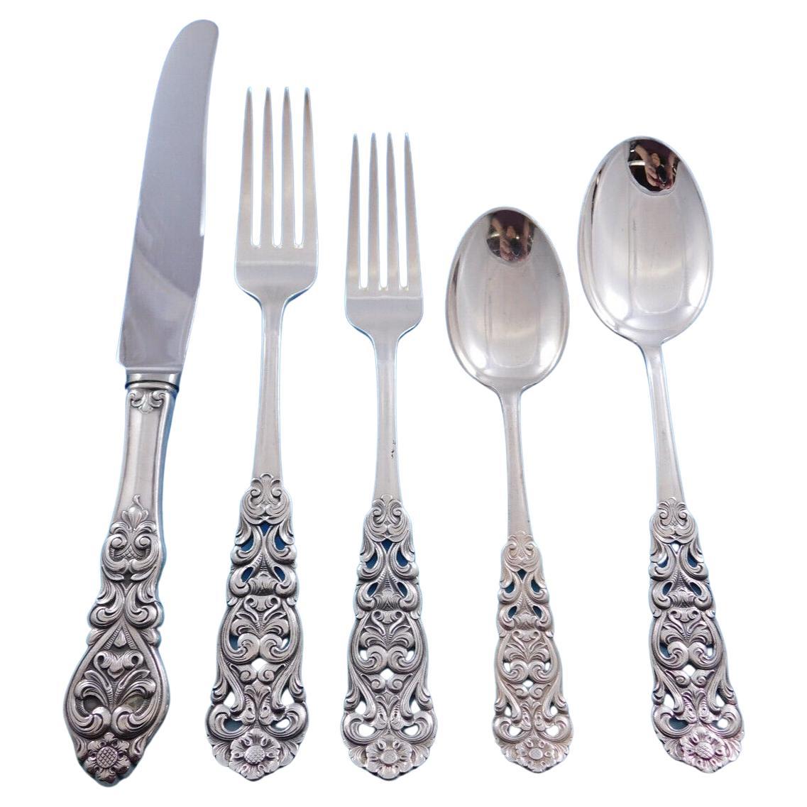 Valdres by Marthinsen Norway 830 Silver Flatware Set for 8 Service 46 Pieces For Sale