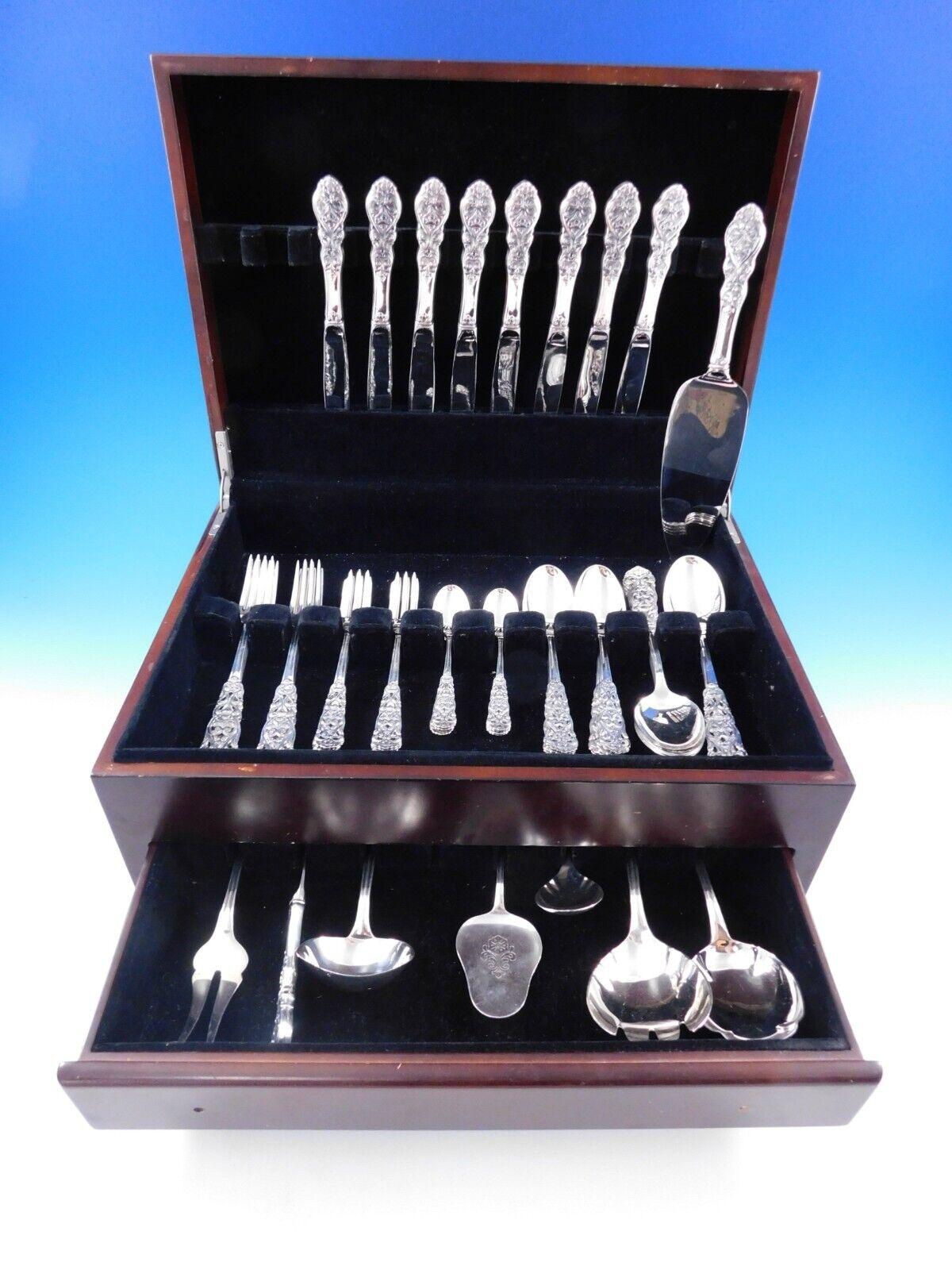 Valdres by Marthinsen Norway 830 Silver Flatware Set Service 56 pieces Luncheon For Sale 3