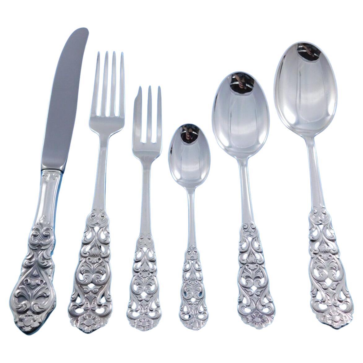 Valdres by Marthinsen Norway 830 Silver Flatware Set Service 56 pieces Luncheon For Sale