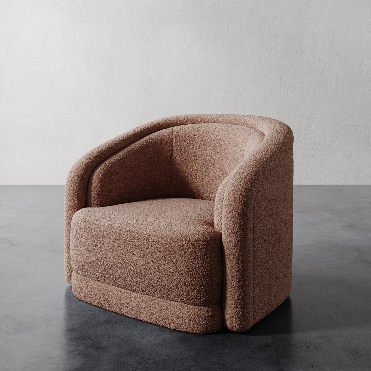 Valence Swivel Chair in Luxe Berbers/ Bouclés by Christiane Lemieux In New Condition For Sale In New York, NY